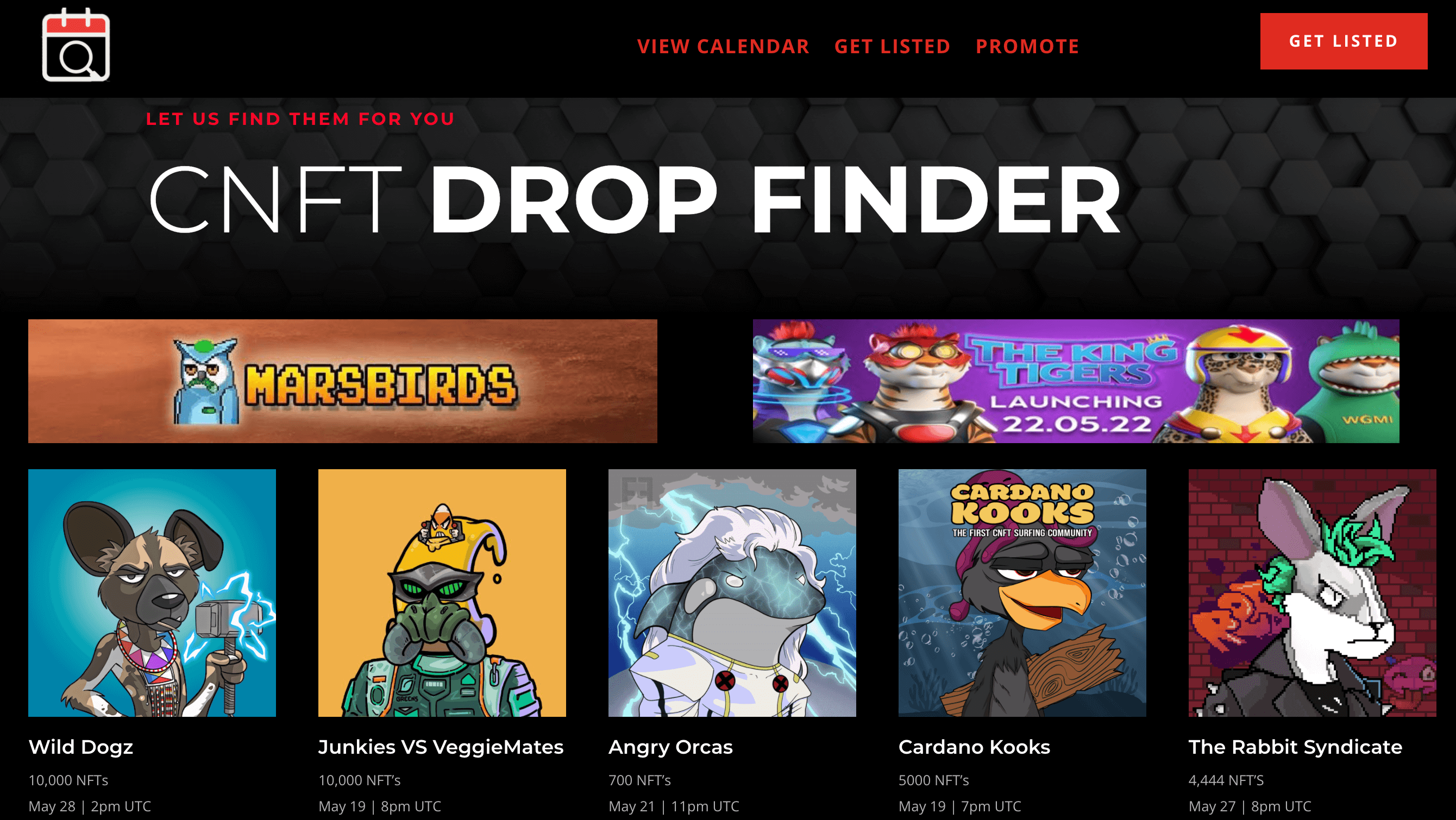 CNFT Drop Finder Drop Calendar